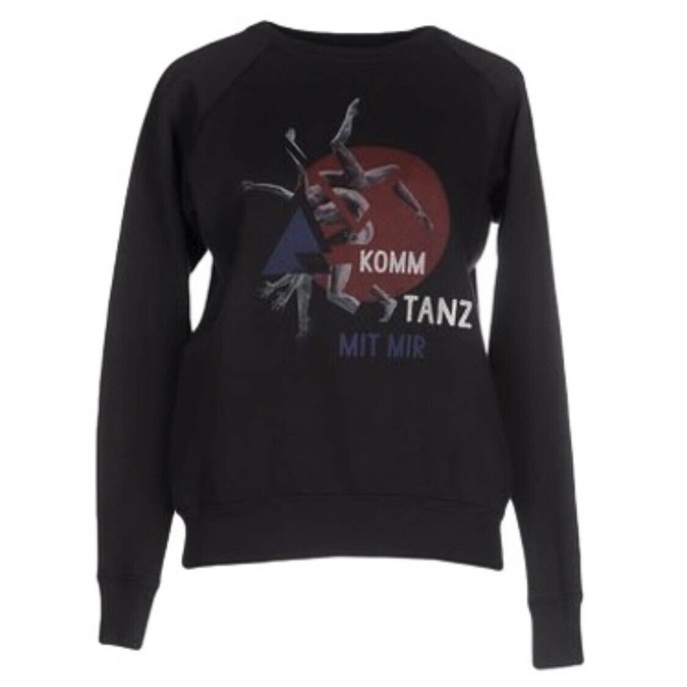 Isabel Marant Black Graphic Crewneck Sweatshirt with Red & Blue Print